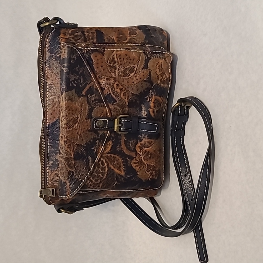 Patricia Nash Stylish Brown and Navy Blue Crossbody Small Bag